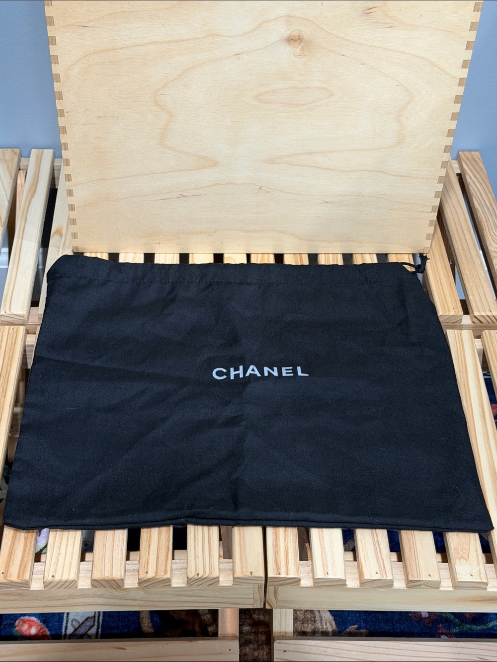 CHANEL Black Drawstring Dust Bag 14 x 11 Logo Handbag Storage Pouch